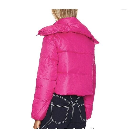 UNREAL FUR Puffer Jacket Womens Large L Barbie Pink Phaedra Cropped - Picture 2 of 12